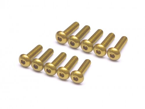 BoomRacing Gold Anodized Alloy M3x12 Hex Socket Button Head Screws Bolts (10) BRHSA312BJ