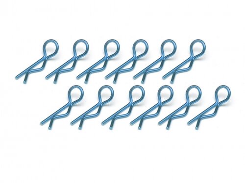 BoomRacing Small-ring 45 Deg Body Clips 12Pcs Blue BRACS12B