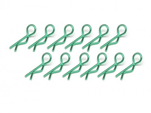 BoomRacing Small-ring 45 Deg Body Clips 12Pcs Green BRACS12G