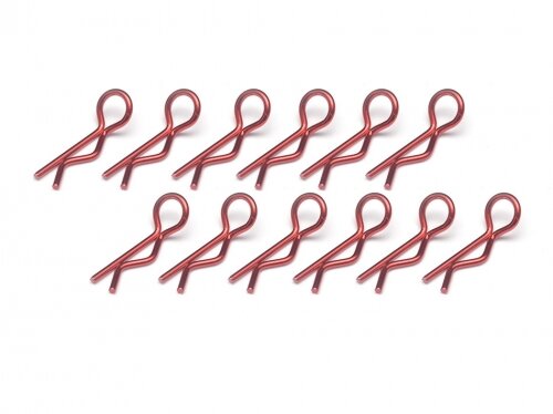BoomRacing Small-ring 45 Deg Body Clips 12Pcs Red BRACS12R