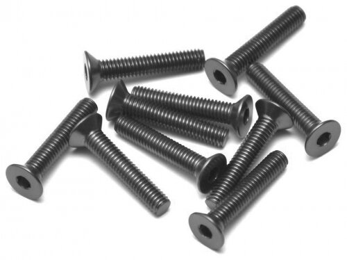 BoomRacing Aluminum 7075 M3x14 Hex Socket Flat Head Screws Bolts (10) Black BRHSB314BK