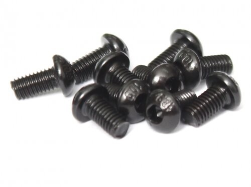 BoomRacing M3x6mm Round Head 12.9 Grade Nickel Plated Screws (10) BRASBH3006