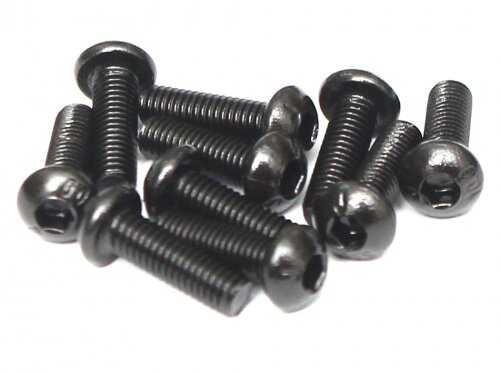 BoomRacing M3x10mm Round Head 12.9 Grade Nickel Plated Screws (10) BRASBH3010
