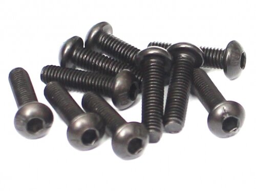 BoomRacing M3x12mm Round Head 12.9 Grade Nickel Plated Screws (10) BRASBH3012