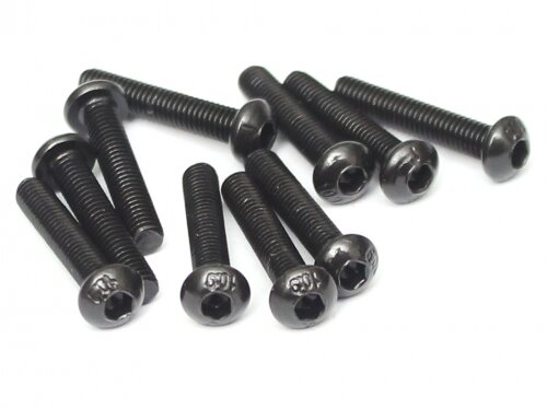BoomRacing M3x16mm Round Head 12.9 Grade Nickel Plated Screws (10) BRASBH3016