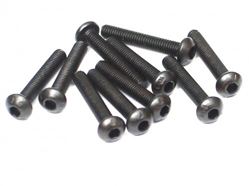 BoomRacing M3x18mm Round Head 12.9 Grade Nickel Plated Screws (10) BRASBH3018