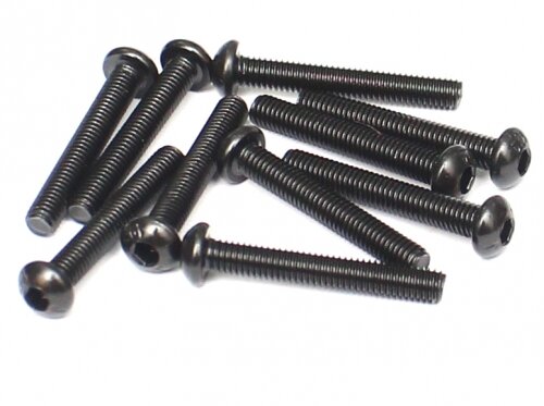 BoomRacing M3x20mm Round Head 12.9 Grade Nickel Plated Screws (10) BRASBH3020