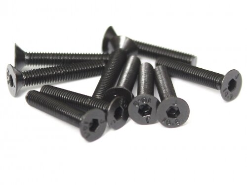 BoomRacing M3x18mm Counter Sunk Screw 12.9 Grade Nickel Plated Screws (10) BRASFH3018