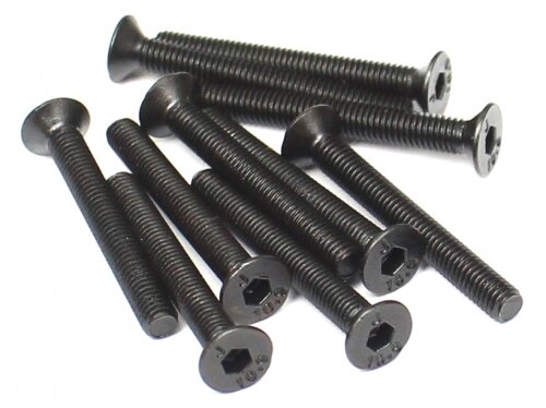 BoomRacing M3x25mm Counter Sunk Screw 12.9 Grade Nickel Plated Screws (10) BRASFH3025