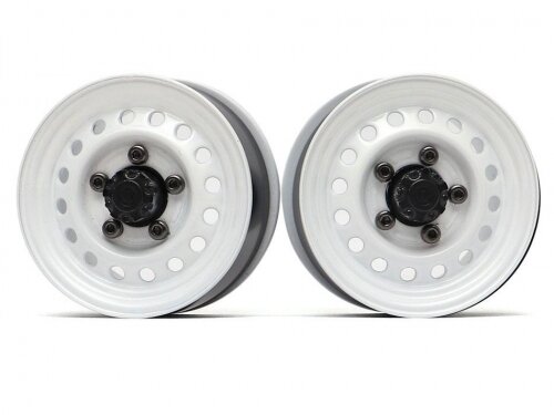 BoomRacing 1.55" 16-Hole Classic Steelie Reversible Beadlock Wheels (Front) w/ XT504 Hubs White BRW780955FW