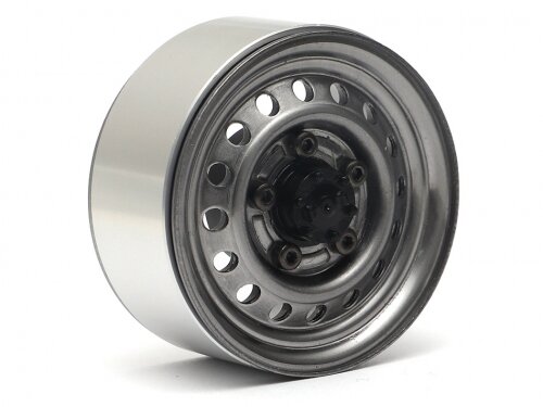 BoomRacing 1.55" 16-Hole Classic Steelie Reversible Beadlock Wheels (Rear) w/ XT504 Hubs (2) Gun Metal BRW780955RGM