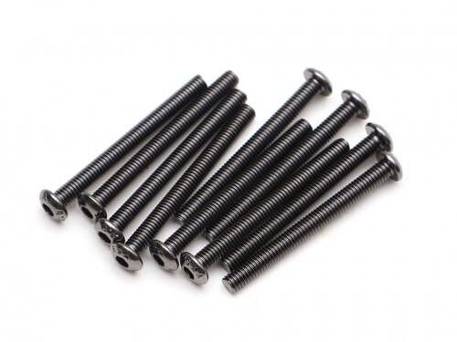 BoomRacing M3x30mm Round Head 12.9 Grade Nickel Plated Screws (10) BRASBH3030