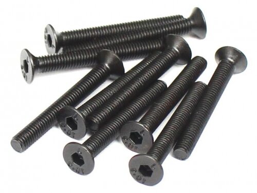 BoomRacing M3x26mm Counter Sunk Screw 12.9 Grade Nickel Plated Screws (10) BRASFH3026