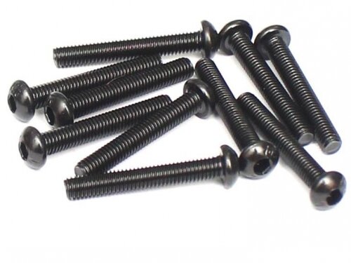 BoomRacing M3x24mm Round Head 12.9 Grade Nickel Plated Screws (10) BRASBH3024