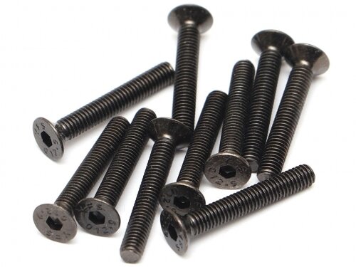BoomRacing M3x20mm Counter Sunk Screw 12.9 Grade Nickel Plated Screws (10) BRASFH3020