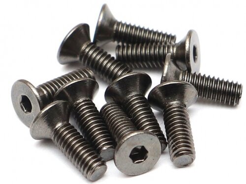 BoomRacing M2.5x8mm Counter Sunk Screw 12.9 Grade Nickel Plated Screws (10) BRASFH2508