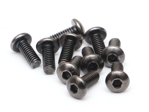 BoomRacing M2.5x6mm Round Head 12.9 Grade Nickel Plated Screws (10) BRASBH2506