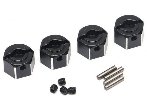 BoomRacing 8mm Wide Aluminum 12mm Hex (for 5mm Shaft) with Pins & Set Screws (4) Black for BRX01 BRLC7056