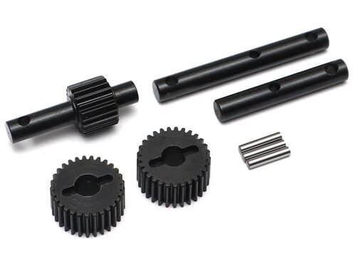 BoomRacing Heavy Duty Steel Cut Transfer Case Gears and Steel Shafts Set for BRX01 BRLC7046
