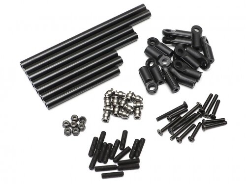 BoomRacing Complete Aluminum Chassis Links M4 w/ BADASS Rod Ends (7) 2x70mm/2x114/2x93mm/1x63mm for BRX01 BRLC7034