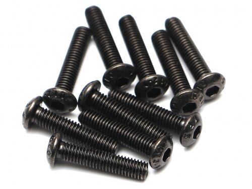 BoomRacing M3x14mm Round Head 12.9 Grade Nickel Plated Screws (10) BRASBH3014