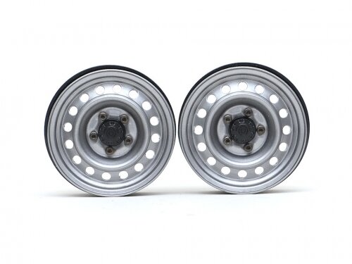 BoomRacing 1.9" Narrow 16-Hole 5-Lug Classic Steelie Reversible Beadlock Wheels (Front) w/ XT504 Hub (2) Gun Metal BRW780920FGM