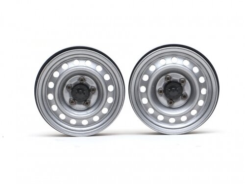 BoomRacing 1.9" Narrow 16-Hole 5-Lug Classic Steelie Reversible Beadlock Wheels (Rear) w/ XT504 Hub (2) Gun Metal BRW780920RGM