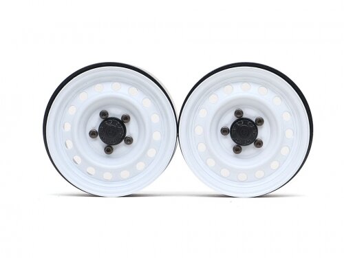 BoomRacing 1.9" 16-Hole Classic Steelie Reversible Beadlock Wheel w/ XT504 Hub Front (2) White BRW780919FW