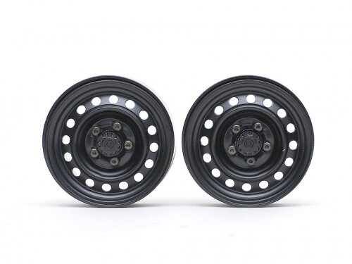 BoomRacing 1.9" 16-Hole Classic Steelie Reversible Beadlock Wheel w/ XT504 Hub Front (2) Black BRW780919FBK