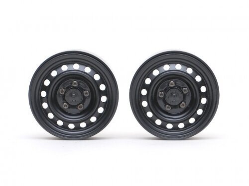 BoomRacing 1.9" 16-Hole Classic Steelie Reversible Beadlock Wheel w/ XT504 Hub Rear (2) Black BRW780919RBK