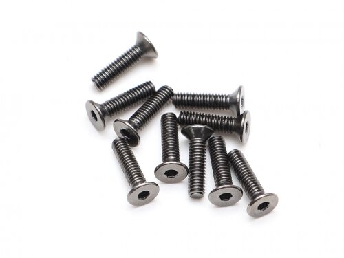 BoomRacing M2.5x10mm Counter Sunk Screw 12.9 Grade Nickel Plated Screws (10) BRASFH2510
