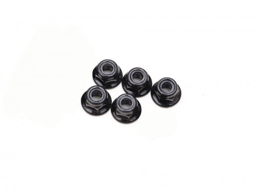 BoomRacing M4 Flanged Nylon Lock Nut Black (5) BRASNUTM4F