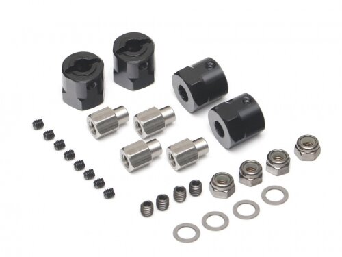BoomRacing Aluminum 12mm Wheel Hex Widener (4) (Offset 12mm) Black BRW780924-12MMBK