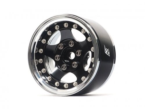 BoomRacing ProBuild 1.9" SV5 Adjustable Offset Aluminum Beadlock Wheels (2) Chrome/Black BRPB003CRBK