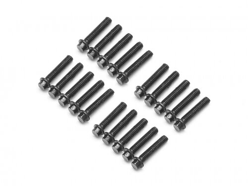 BoomRacing ProBuild M2x9mm Scale Hex Bolt 12.9 Grade Wheel Screw (20) Black BRPROB-06BK