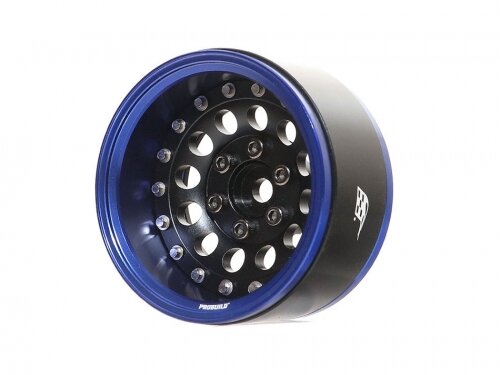 BoomRacing ProBuild 1.9" R12 Adjustable Offset Aluminum Beadlock Wheels (2) Blue/Matte Black BRPB012BBK