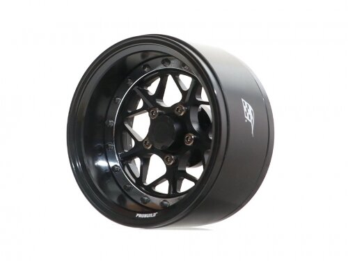 BoomRacing ProBuild 1.9" LGB Adjustable Offset Aluminum Beadlock Wheels (2) Black/Black BRPB020BKBK
