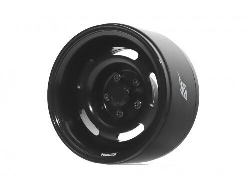 BoomRacing ProBuild 1.9" Slot Mags "Jelly Bean" Adjustable Offset Aluminum Beadlock Wheels (2) Black/Black BRPB027BKBK