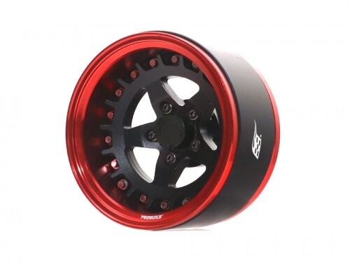 BoomRacing ProBuild 1.9" SS5 Adjustable Offset Aluminum Beadlock Wheels (2) Red/Matte Black BRPB033RMBK