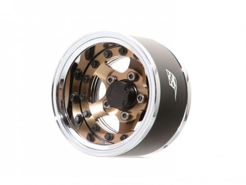 BoomRacing ProBuild 1.55" SV5 Adjustable Offset Aluminum Beadlock Wheels (2) Chrome/Bronze BRPB15501CRBZ