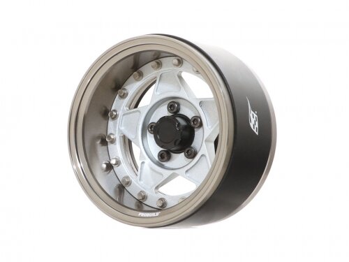 BoomRacing ProBuild 1.9" RTS Adjustable Offset Aluminum Beadlock Wheels (2) Gun Metal/Matte Silver BRPB039GMMS