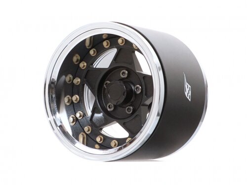BoomRacing ProBuild 1.9" Extra Wide RTS Adjustable Offset Aluminum Beadlock Wheels (2) Chrome/Matte Black BRPB038CRMBK-EW