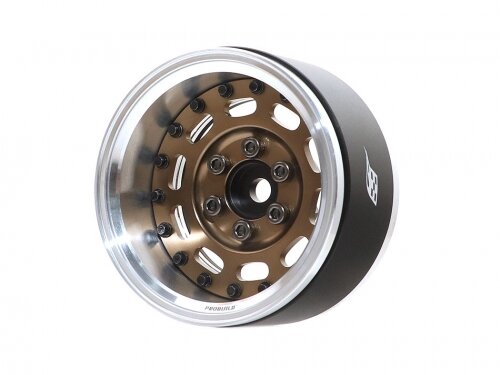 BoomRacing ProBuild 1.9" MAG-10 Adjustable Offset Aluminum Beadlock Wheels (2) Raw Silver/Bronze BRPB041RAWBZ
