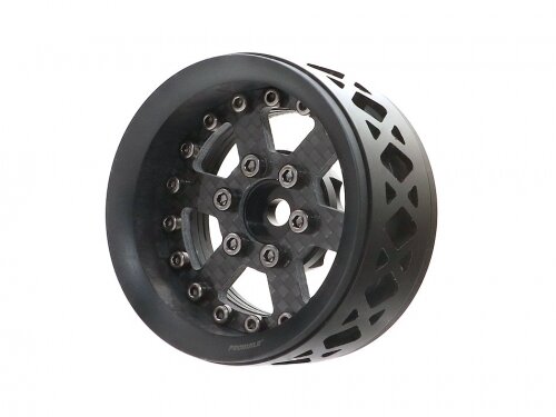 BoomRacing ProBuild 1.9" Ultra Lightweight Performance CF6 Adjustable Offset Beadlock Wheels (2) Black/Carbon Fiber BRPB043BKCF