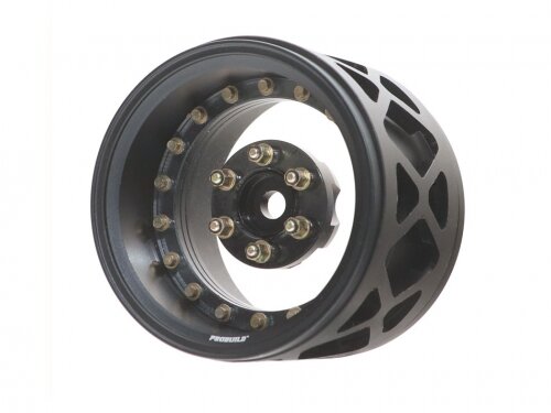 BoomRacing ProBuild 1.9" Lightweight Extra Wide CAL-6 Adjustable Offset Beadlock Wheels (2) Matte Black/Clear BRPB044MBKA-EX