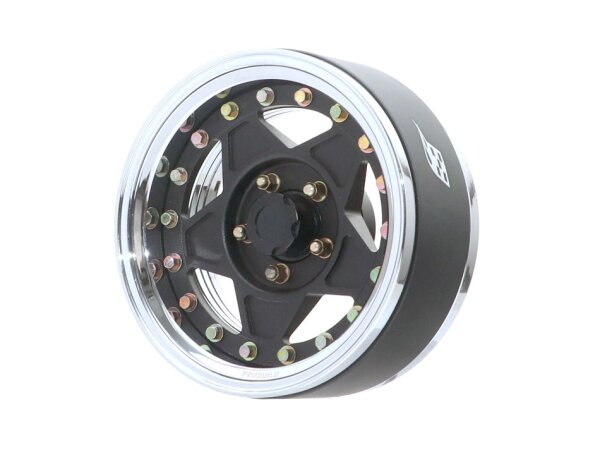 BoomRacing ProBuild 1.9" Narrow RTS Adjustable Offset Beadlock Wheels (2) Chrome /Matte Black BRPB047CRMBK-NW