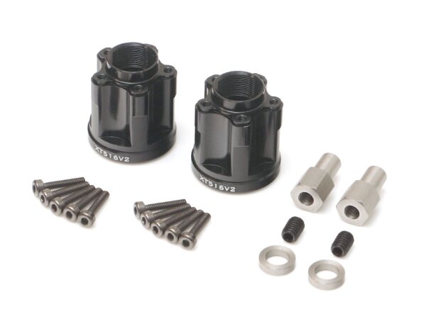 BoomRacing ProBuild XT516 V2 5-Lug Aluminum 12mm Wheel Hub Adapters 16mm Offset (2) Black BRXT516V2