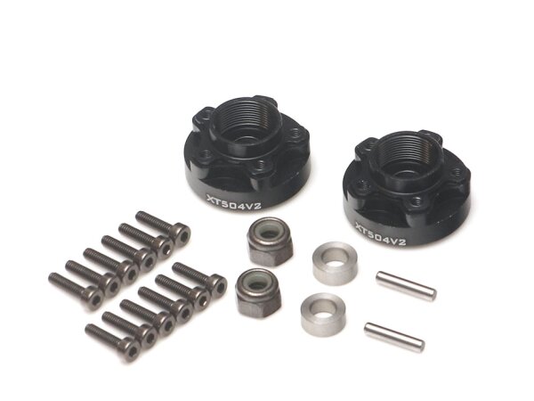 BoomRacing ProBuild XT504 V2 5-Lug Aluminum 12mm Wheel Hub Adapters 4MM Offset Version 2 (2) Black BRXT504V2