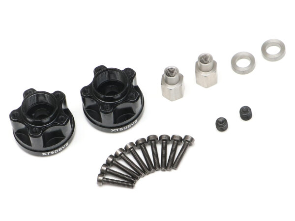BoomRacing ProBuild XT508 V2 5-Lug Aluminum 12mm Wheel Hub Adapters 8MM Offset Version 2 (2) Black BRXT508V2