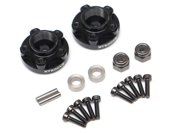 BoomRacing ProBuild XT500 V2 5-Lug Aluminum Wheel Pin Hub Adapters 0MM Offset Version 2 (2) Black BRXT500V2